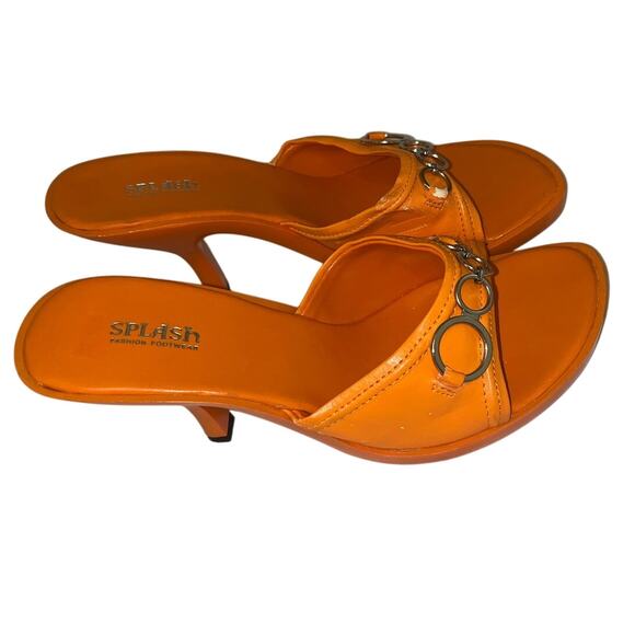 Splash Shoes - Splash Women's Orange Heel Casual Slide Sandals Open Toe Slip On Size 5.5